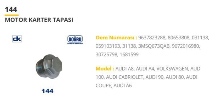 MOTOR KARTER TAPASI AUDI A4-A6-A8-80-90-100 COUPE CABRIOLET