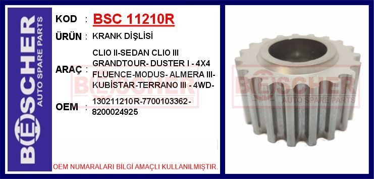 KRANK DİŞLİSİ CLIO II-SEDAN CLIO III GRANDTOUR- DUSTER I - 4X4 FLUENCE-MODUS- ALMERA III- KUBİSTAR-T