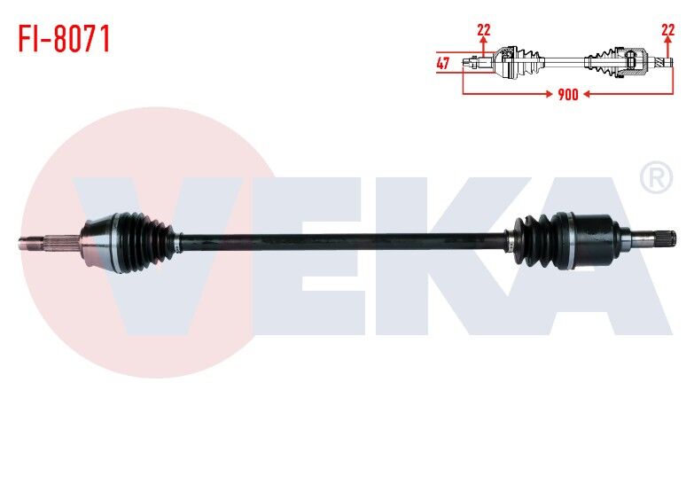 KOMPLE AKS SAG ON UZUNLUK 900mm FIAT PALIO - ALBEA 1.2i-1.4i-1.6i 2002-2010