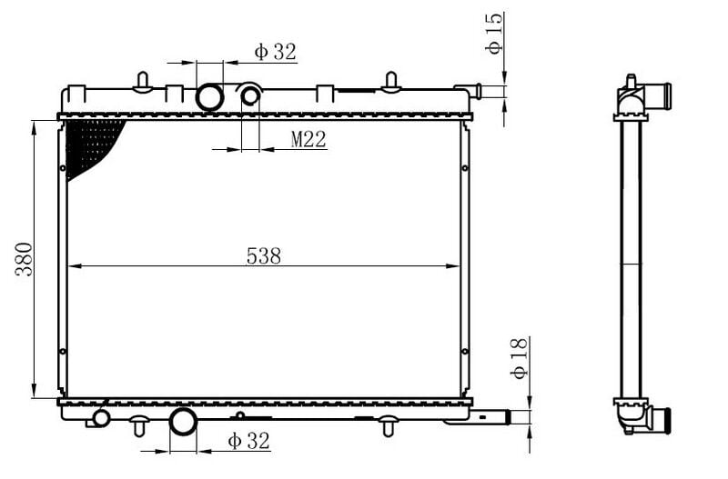 RADYATÖR 307 00>C4 04>1.4-1.6 16V-PARTNER-BERLINGO 97>2.0HDI 00> AC -- MEKx380X538X16 1 SIRA CU PL