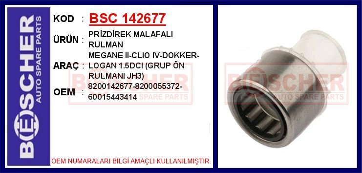 PRİZDİREK MALAFALI RULMAN MEGANE II-CLIO IV-DOKKER-LOGAN 1.5DCI GRUP ÖN RULMANI JH3