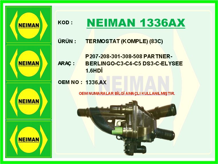 TERMOSTAT KOMPLE 83C P207-208-301-308-508 PARTNER-BERLINGO-C3-C4-C5 DS3-C-ELYSEE 1.6HDİ