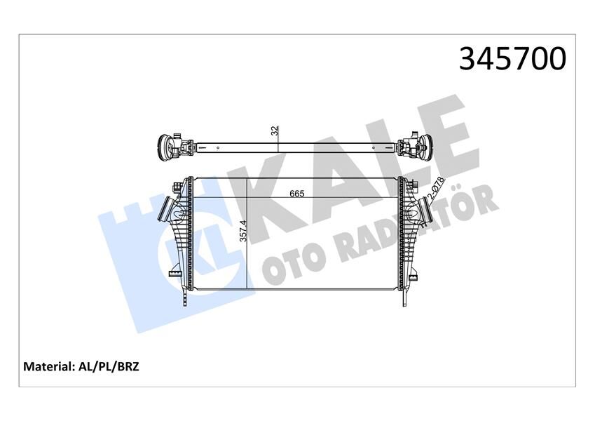 TURBO RADYATÖRÜ INTERCOOLER INSIGNIA A 09>17 1.6 CDTI LET-DTH-DTJ 2.0 DTH-NFT-NHT-DTR AL/PL/BRZ 2.8 NET-NER 665x361.7x32  1302647-13241751