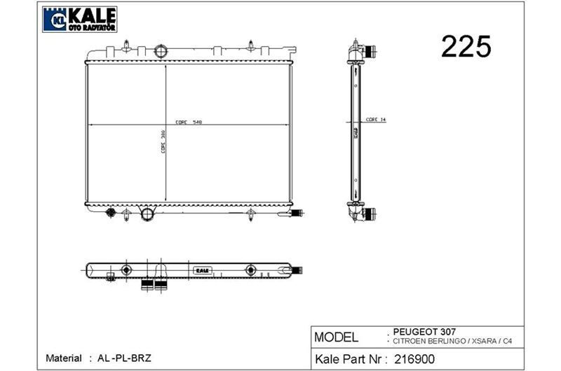 RADYATÖR P307 1.4 ie-XSARA-BERLINGO 1.6 ie 16V 1 SIRA ALB SİSTEM  1333.15-1330.Y6