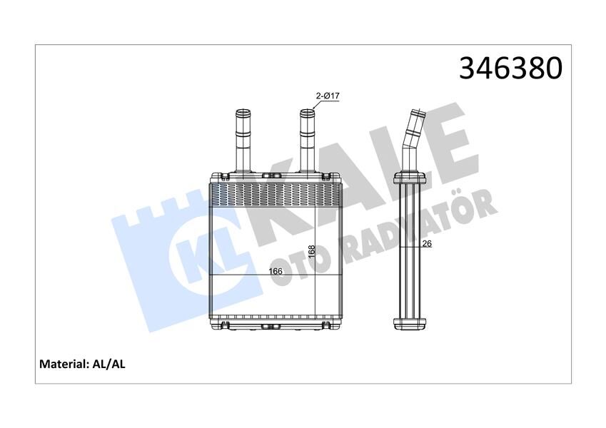 KALORİFER RADYATÖRÜ HYUNDAI ACCENT 1.3L 4G13 95-00 / 1.5L G4EK 95-00 / ADMIRE 1.3L G4EA 01-05 / GETZ 1.3L G4EA 03-05 / 1.5L D3EA CRDi 02-05 - ALEMİNYUM  9722122000-9722122001