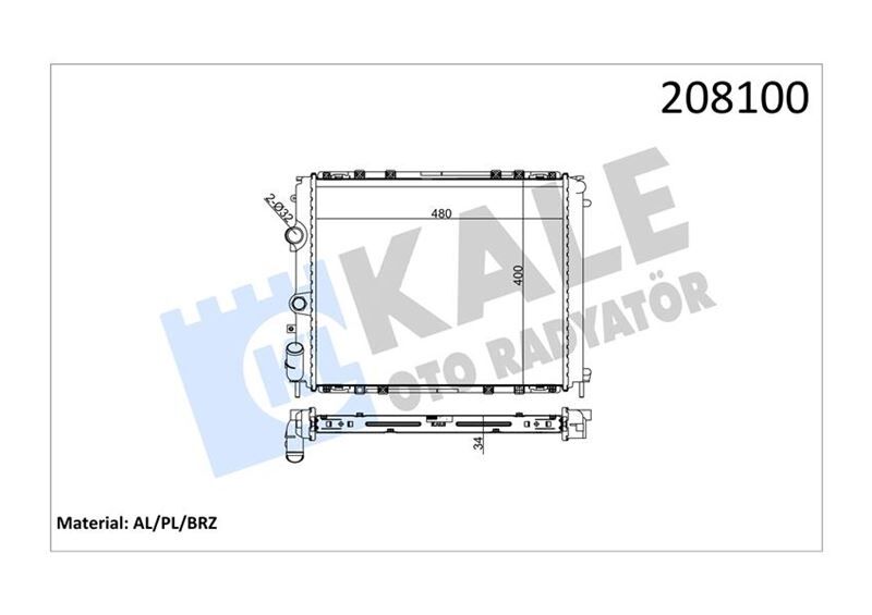 RADYATÖR CLIO II 98>KNG 98-03 AC MEK 480x391x34 1 SIRA ALB SİSTEM  7700417175-7700836303