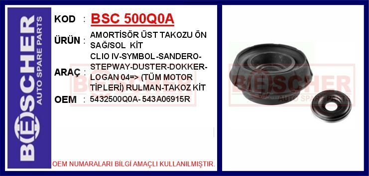 AMORTİSÖR ÜST TAKOZU ÖN SAĞ/SOL KİT CLIO IV-SYMBOL-SANDERO-STEPWAY-DUSTER-DOKKER-LOGAN 04 > TÜM MO