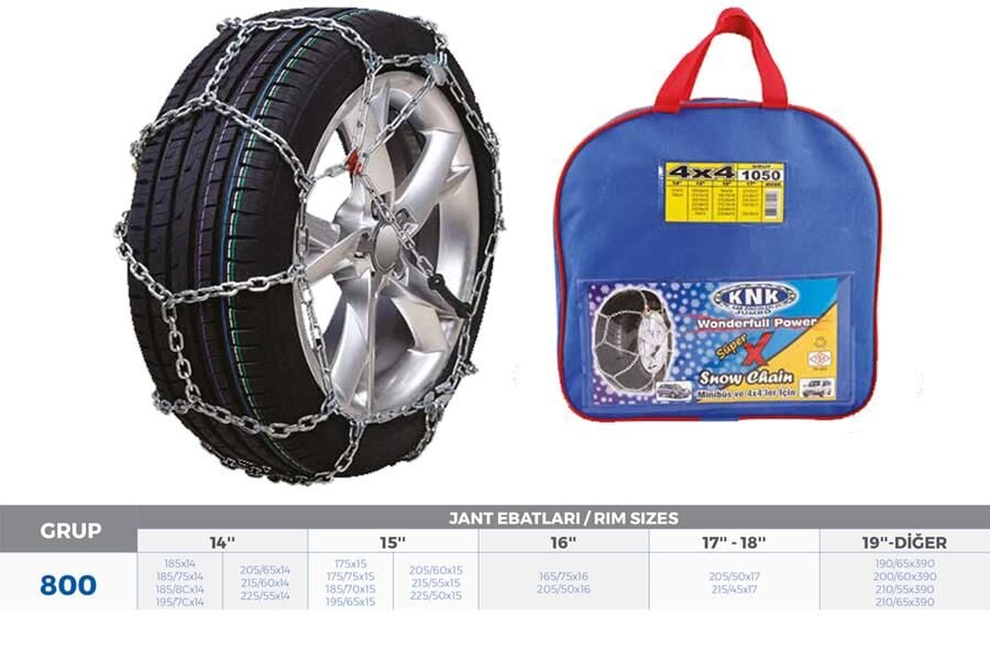 PATİNAJ ZİNCİRİ 4x4 JEEP - MİNİBÜS VE HAFİF TİC.ARAÇ 14-15-16-17-18-19 JANT ZİNCİR EBATLARI İÇİN RESİME BAKINIZ