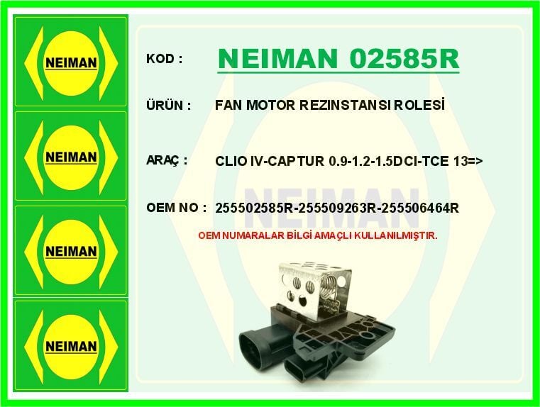 FAN MOTOR REZINSTANSI ROLESİ CLIO IV-CAPTUR 0.9-1.2-1.5DCI-TCE 13 >