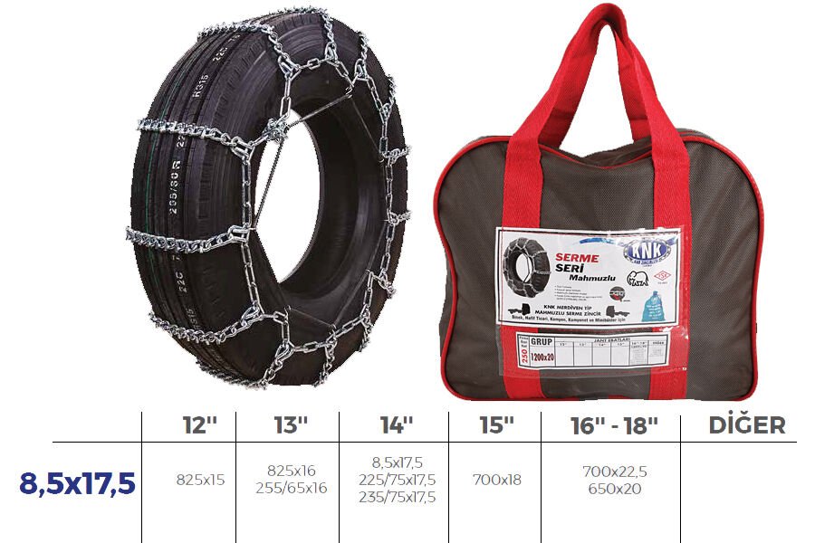PATİNAJ ZİNCİRİ OTOBÜS-KAMYON AĞLI SERME AVUSTURYA ZİNCİR EBATLARI İÇİN RESİME BAKINIZ