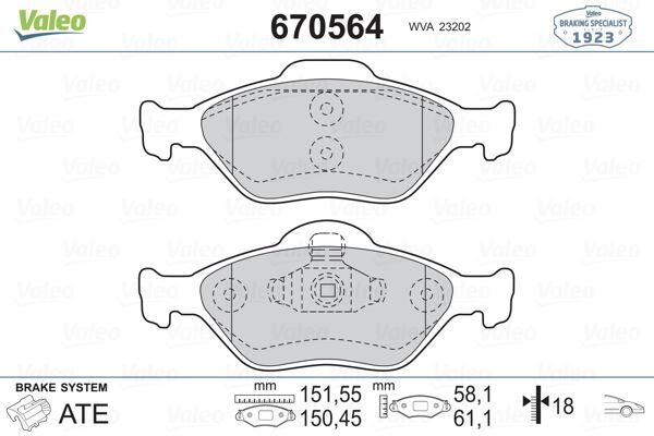 ÖN BALATA FIESTA 1.4TDCİ ABSLİ 00 > FUSION 02 > MAZDA 121 96 > MAZDA 2 03>
