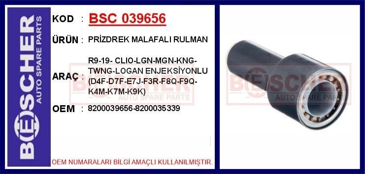 PRİZDREK MALAFALI RULMAN R9-19- CLIO-LGN-MGN-KNG-TWNG-LOGAN ENJEKSİYONLU D4F-D7F-E7J-F3R-F8Q-F9Q-K4