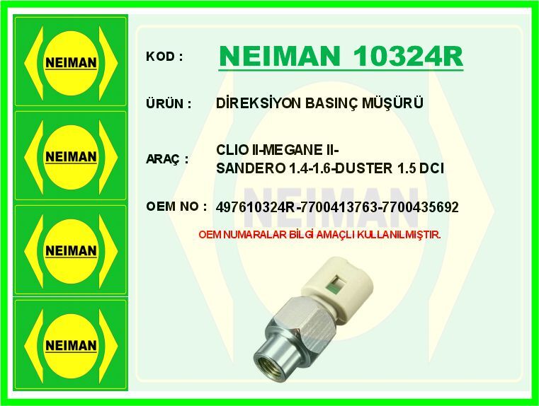 DİREKSİYON BASINÇ MÜŞÜRÜ CLIO II-MEGANE II-SANDERO 1.4-1.6-DUSTER 1.5 DCI