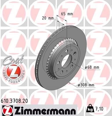 ARKA FREN AYNASI VOLVO XC90 2.5T-3.2AWD-D3-D5-T6 2002 > 2012 17 JANT 308x20x5DLxHAVALI 986479320-DF4338  8624926-31423152