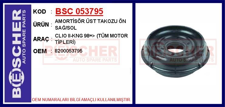AMORTİSÖR ÜST TAKOZU ÖN SAĞ/SOL CLIO II-KNG 98 > TÜM MOTOR TİPLERİ