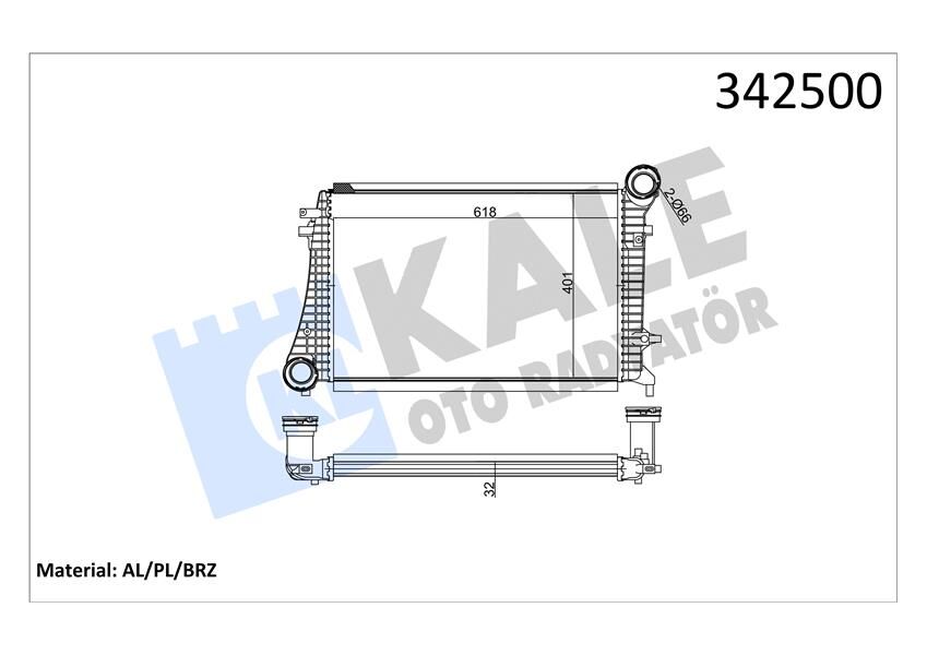 x TURBO RADYATÖRÜ INTERCOOLER A3-CADDY III-GOLF-JETTA-OCTAVIA-SUPERB-TOLEDO 615X406.6X32 AL-PL-  1K0145803G-1K0145803H-1K0145803Q