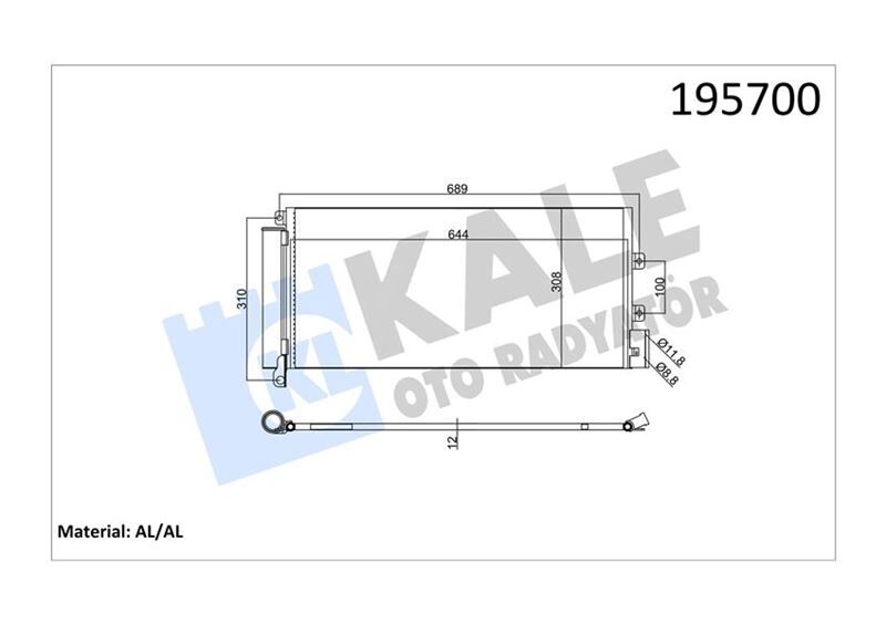 KLİMA KONDENSERİ LINEA 1.3 JTD 628x305x12 1 SIRA ALB SİSTEM  51785227-1785227