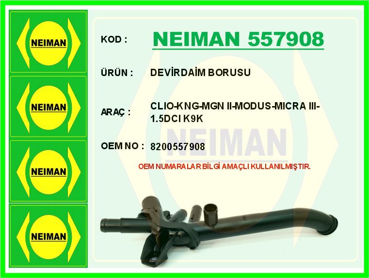 DEVİRDAİM BORUSU CLIO-KNG-MGN II-MODUS-MICRA III-1.5DCI K9K