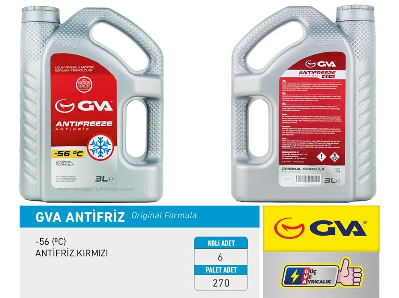 ANTİFRİZ 3 LT -56 C KIRMIZI LONG LİFE Koli 6 Ad ORGANIK