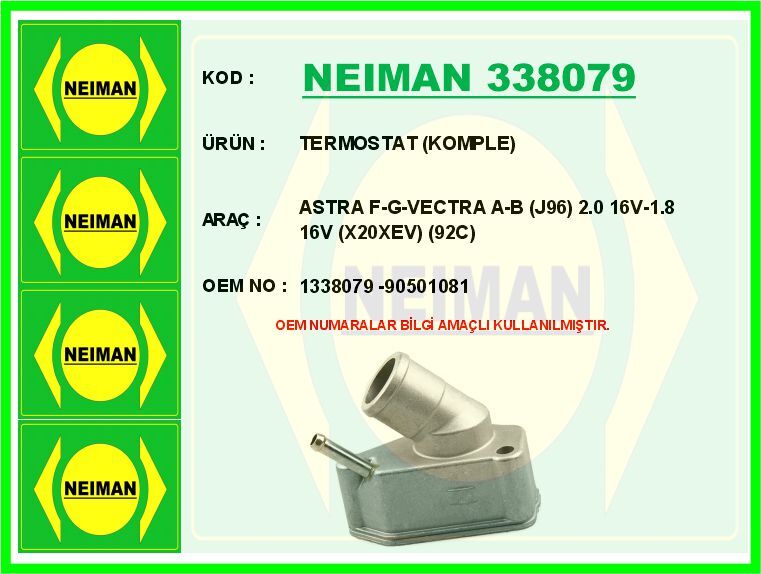 TERMOSTAT KOMPLE ASTRA F-G-VECTRA A-B J96 2.0 16V-1.8 16V X20XEV 92C