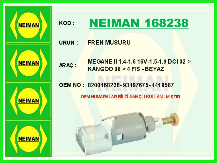 FREN MUSURU MEGANE II 1.4-1.6 16V-1.5-1.9 DCI 02 > KANGOO 08 > 4 FIS - BEYAZ