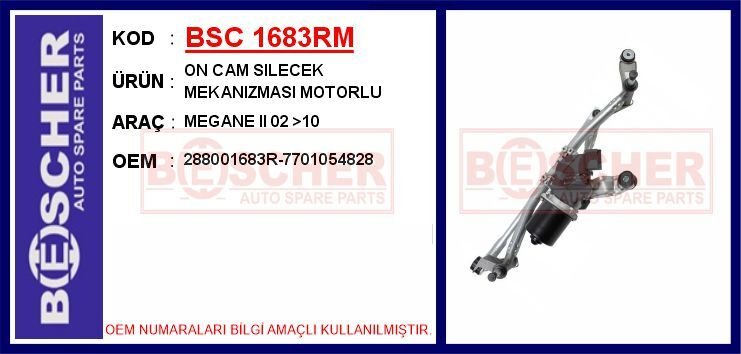 ON CAM SILECEK MEKANIZMASI MOTORLU MEGANE II 02 >10