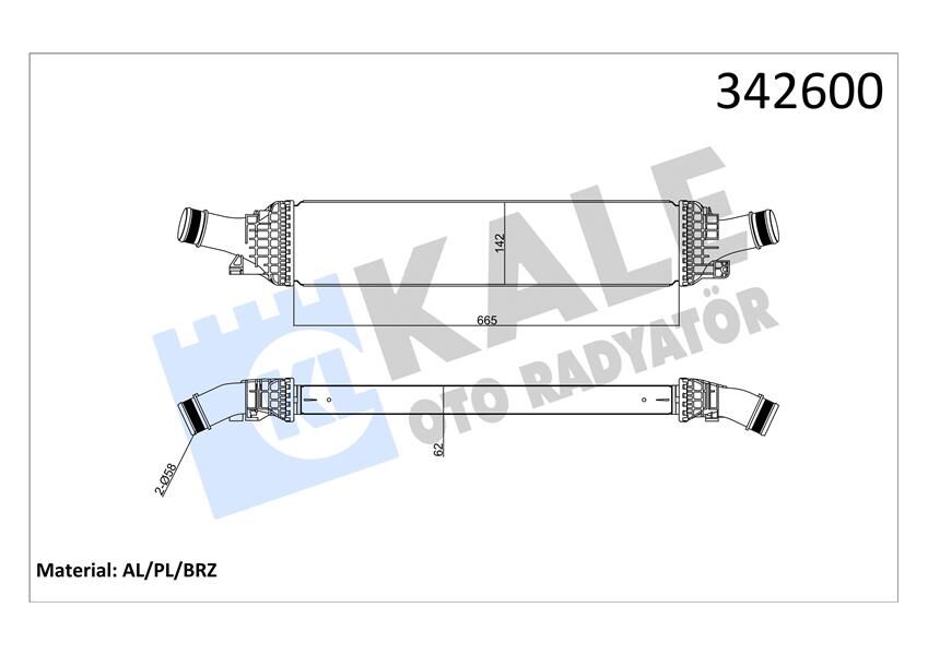 TURBO RADYATÖRÜ INTERCOOLER AUDI A4-A5-A6-Q5 2.0TFSI-1.8TFSI-2.0TDI 08 > 665X134.4X58 AL-PL-BRZ