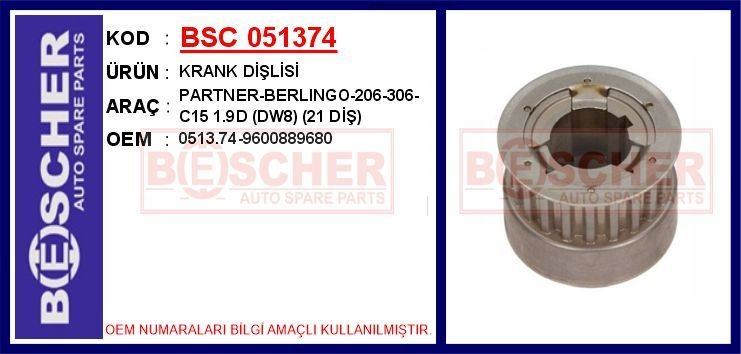 KRANK DİŞLİSİ PARTNER-BERLINGO-206-306-C15 1.9D DW8 21 DİŞ