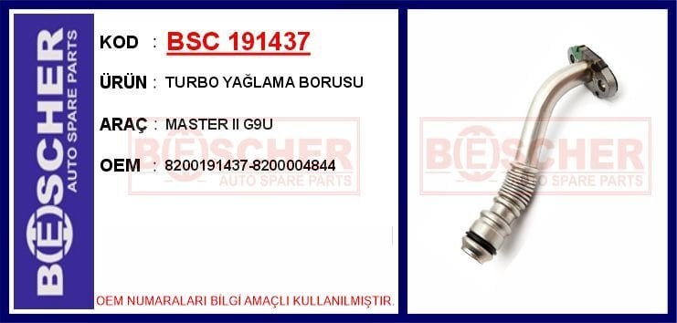 TURBO YAĞLAMA BORUSU MASTER II G9U
