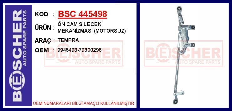ÖN CAM SİLECEK MEKANİZMASI MOTORSUZ TEMPRA