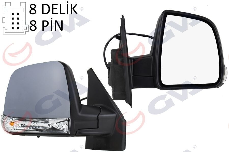 DIŞ DİKİZ AYNASI SAĞ DOBLO 11> ELEKTRİKLİ SİNYALLİ ASTARLI TEK CAM SENSÖRLÜ KONVEKS 8 FİŞ VM-668EHPSR