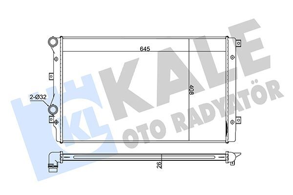 SU RADYATÖRÜ A3-SEAT ALTEA-LEON-TOLEDO III-SKODA OCTAVIA III-SUPERB II-YETİ II-VW BEETLE-CADDY II-IV -EOS-GOLF V-VI-JETTA III-IV-PASSAT-SCIROCCO-TOURAN 1.4TSI 1.9TDI 04 > MT BRAZING 645x408x26