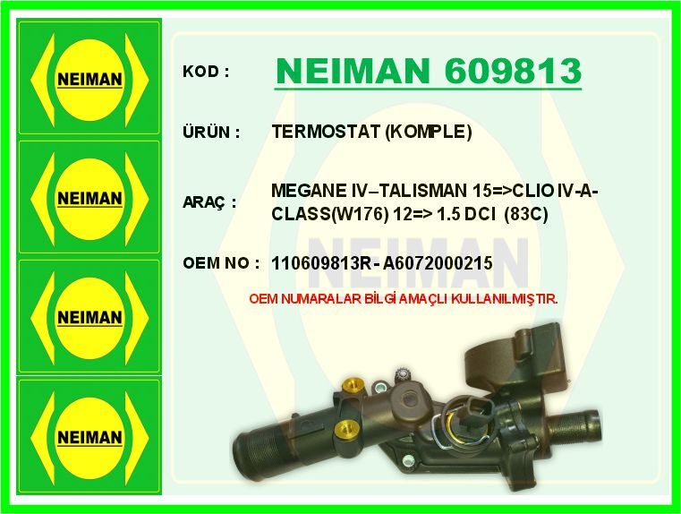TERMOSTAT 83 C MERCEDES OM607 W176 W246 C117 X117 X156 . RENAULT SYMBOL III 14> MEGANE IV 16> CLIO IV 12> CAPTUR 13> DUSTER 12> DOKKER 12> . NISSAN QASHQAI II 13> JUKE 10>19 1.5dCi