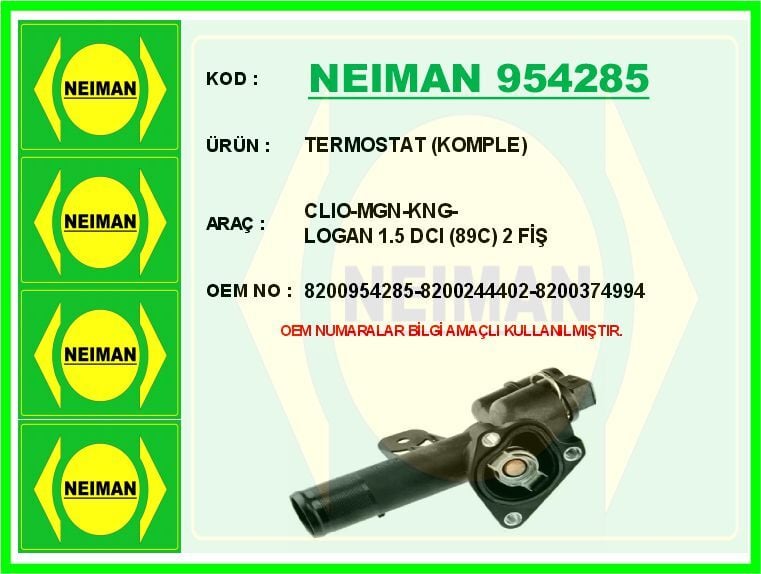 TERMOSTAT KOMPLE CLIO-MGN-KNG-LOGAN 1.5 DCI 89C 2 FİŞ