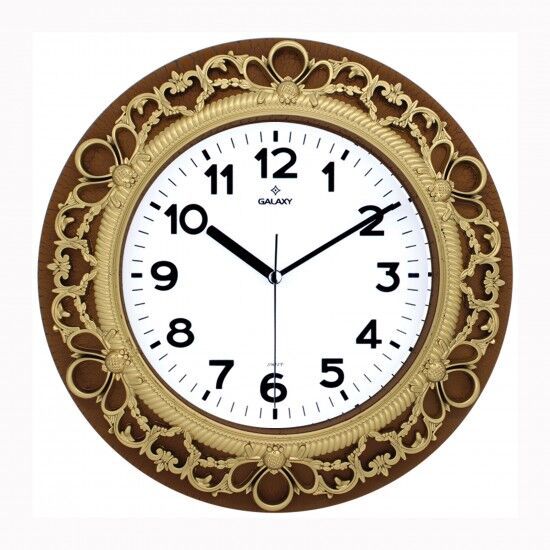 DUVAR SAATİ KAVERENGİ-ALTIN SARISI ÇERÇEVE ÇAP:32.8CM AKRİLİK BOYALI 2 RENK ABS KASA MİNERAL CAM SESSİZ AKAR MAKİNE PVC KADRAN KADRAN ÖLÇÜSÜ: 205MM KADRAN BASKI ALANI: 145MM  SAAT 86-X