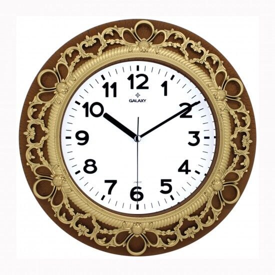 DUVAR SAATİ KAVERENGİ-ALTIN SARISI ÇERÇEVE ÇAP:32.8CM AKRİLİK BOYALI 2 RENK ABS KASA MİNERAL CAM SESSİZ AKAR MAKİNE PVC KADRAN KADRAN ÖLÇÜSÜ: 205MM KADRAN BASKI ALANI: 145MM  SAAT 86-X