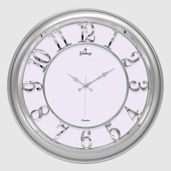 MF-1965-GK DUVAR SAATİ GÜMÜŞ GRİ ÇERÇEVELİ İÇİ BEYAZ 45CM KABARTMA RAKAMLI SELEFON KORUMALI AMERİKAN BRİSTOL KADRAN METALİK AKREP/YELKOVAN/SANİYE AKAR SANİYELİ MEKANİZMA AKRİLİK BOYA MİNERAL C  SAAT M-1965-GB