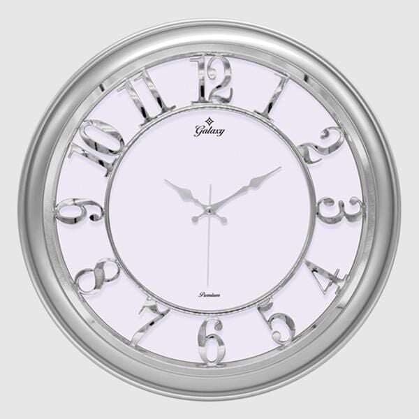 MF-1965-GK DUVAR SAATİ GÜMÜŞ GRİ ÇERÇEVELİ İÇİ BEYAZ 45CM KABARTMA RAKAMLI SELEFON KORUMALI AMERİKAN BRİSTOL KADRAN METALİK AKREP/YELKOVAN/SANİYE AKAR SANİYELİ MEKANİZMA AKRİLİK BOYA MİNERAL C  SAAT M-1965-GB