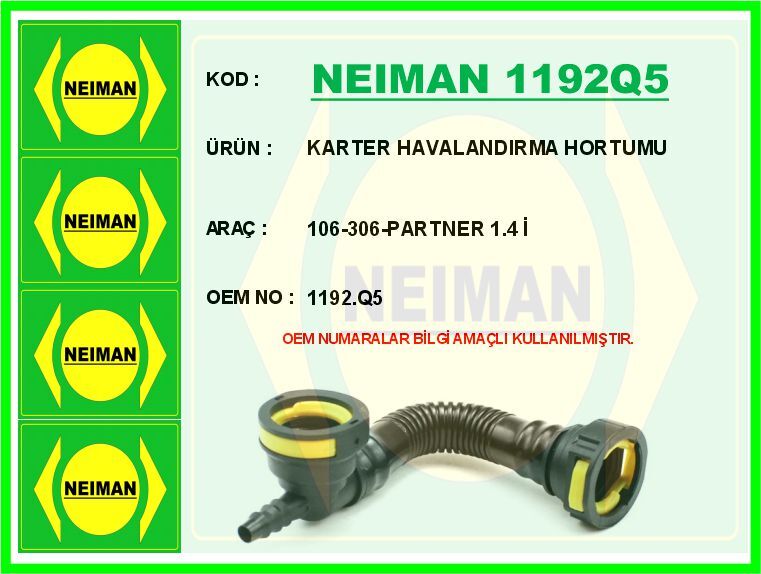KARTER HAVALANDIRMA HORTUMU 106-306-PARTNER 1.4 İ