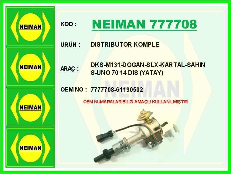 DISTRIBUTOR KOMPLE DKS-M131-DOGAN-SLX-KARTAL-SAHIN S-UNO 70 14 DIS YATAY