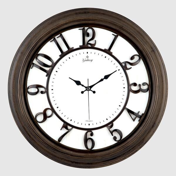 DUVAR SAATİ KAHVERENGİ AHŞAP GÖRÜNÜM İÇİ BEYAZ ÇERÇEVE 46CM KABARTMA RAKAMLI SELEFON KORUMALI AMERİKAN BRİSTOL KADRAN METAL AKREP/YELKOVAN/SANİYE AKAR SANİYELİ MEKANİZMA ABS HAMMADDE MİNERAL CAM  SAAT 1963-KB