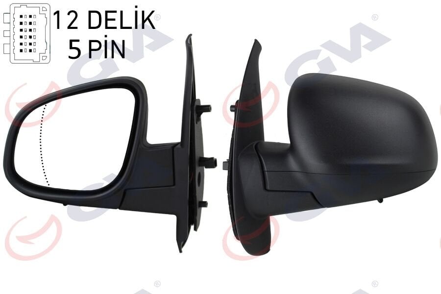 DIŞ DİKİZ AYNASI SOL KANGOO-CITAN 13 ELEKTRİKLİ ISITMALI DESENLİ ASFERİK 5 FİŞ VM-6132EHAL  963027201R-963733548R