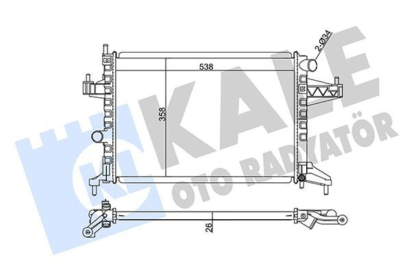 SU RADYATÖRÜ OPEL CORSA C 1.4 1.8 00 >COMBO 1.6 1.6CNG 01 >TIGRA 1.8 04 > MT AC NAC BRAZING 538x358x26 95513833-9196689  24445163-9201956-1300237-1300333