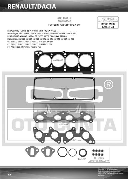 UST KAPAK CONTASI KÜLBÜTÖR RENAULT CLIO IV 12 CAPTUR 12 MEGANE IV 15 DACIA DUSTER 10 NISSAN JUKE 10 QASHQAI II 13 PULSAR 14 1.2 TCE H5F  132702608R-132709416R