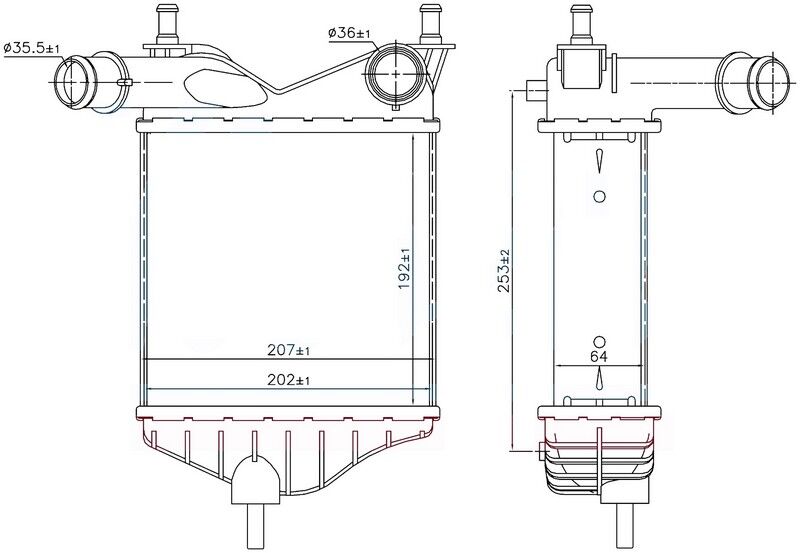 INTERCOOLER BRAZİNG INTERCOOLER A/M 192X202X64 IDEA 1.3 MJTD 2004 /PUNTO 1.3 MJTD 99 96703