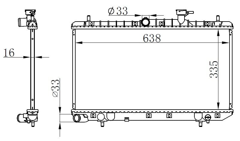 RADYATÖR BRAZİNG ACCENT II ADMIRE 1.6I 00-05 AC KLİMASIZ MEK OTOM 335x638x16