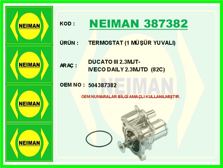 TERMOSTAT 1 MÜŞÜR YUVALI DUCATO III 2.3MJT-IVECO DAILY 2.3MJTD 82C