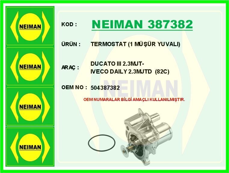 TERMOSTAT 1 MÜŞÜR YUVALI DUCATO III 2.3MJT-IVECO DAILY 2.3MJTD 82C