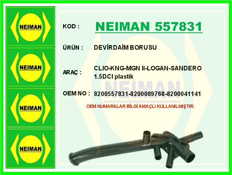 DEVİRDAİM BORUSU CLIO-KNG-MGN II-LOGAN-SANDERO 1.5DCI plastik