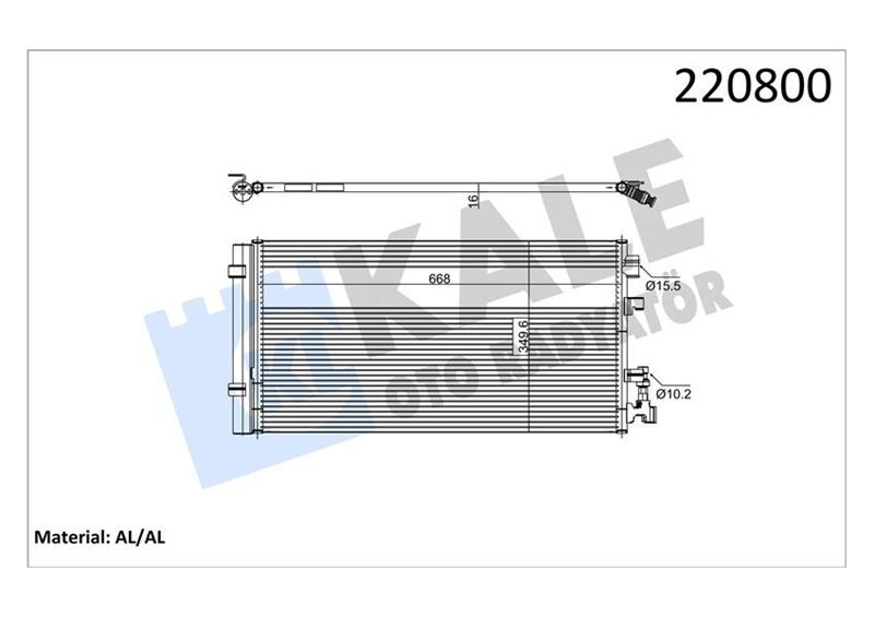 KLİMA KONDANSER RADYATÖRÜ RENAULT FLUENCE 09> MEGANE III 09> 1.5dCi 1.6 1.6dCi 348x685x16